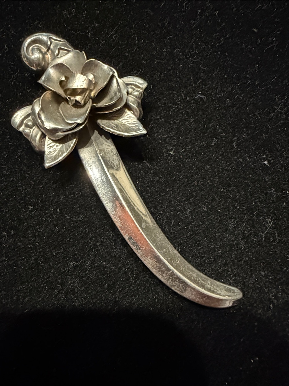 Coro Silver-Tone Rose and Sword Brooch